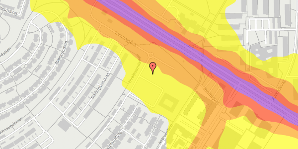 Trafikstøjkort på Tornhøjgård 43, 9220 Aalborg Øst