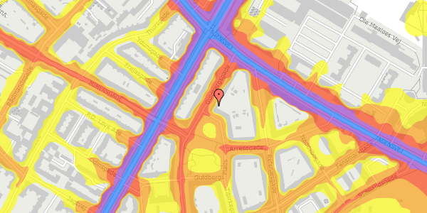 Trafikstøjkort på Guldbergsgade 118, 3. , 2200 København N