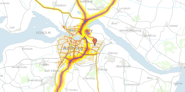 Trafikstøjkort på Budumvang 123, 9220 Aalborg Øst