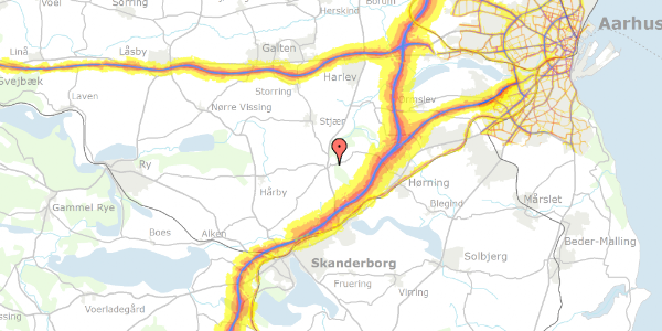 Trafikstøjkort på Gl Ryvej 15A, 8362 Hørning