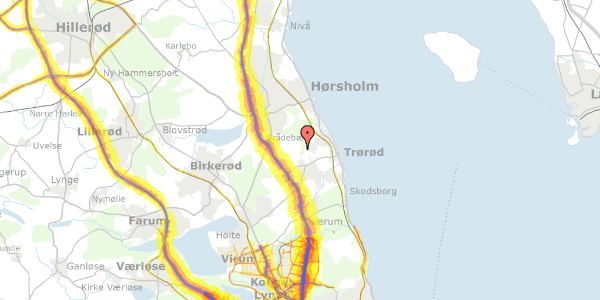 Trafikstøjkort på Sandbjergvej 34, 2950 Vedbæk