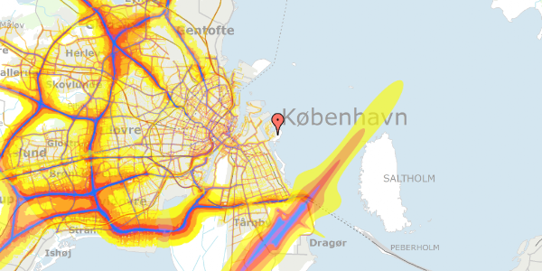 Trafikstøjkort på Fyrtårnvej 14, 2300 København S