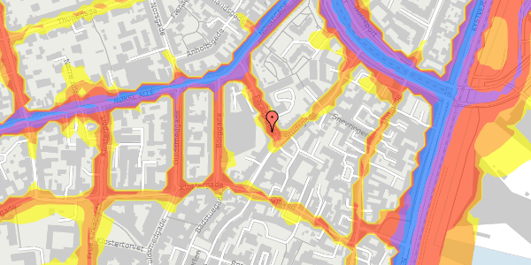 Trafikstøjkort på Paradisgade 1D, st. , 8000 Aarhus C