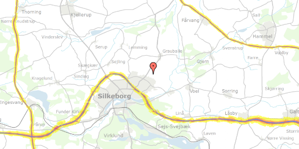 Trafikstøjkort på Salvievej 15, 8600 Silkeborg