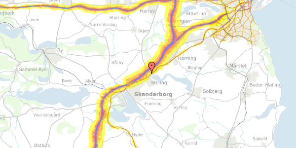 Trafikstøjkort på Lynghøjvej 56D, 8660 Skanderborg