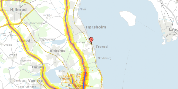 Trafikstøjkort på Avnholtsvej 3, 2950 Vedbæk