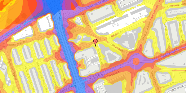 Trafikstøjkort på Omøgade 10, 2. th, 2100 København Ø