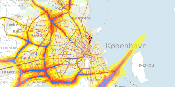 Trafikstøjkort på Hjalmar Brantings Plads 6, 2100 København Ø