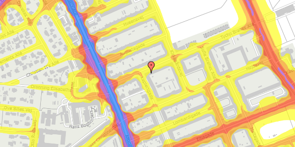 Trafikstøjkort på Tycho Brahes Allé 12, 2300 København S