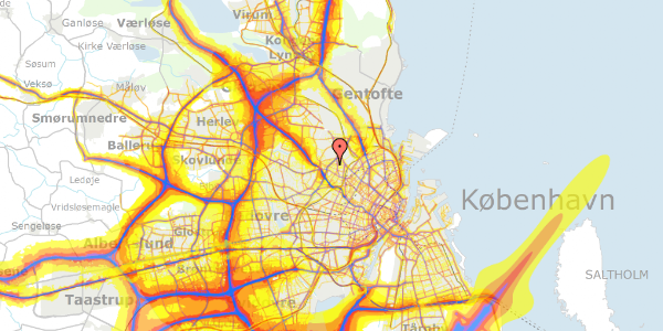 Trafikstøjkort på Dortheavej 39A, 1. , 2400 København NV