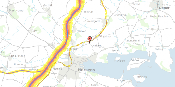 Trafikstøjkort på Bleldvej 14, 8700 Horsens