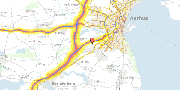 Trafikstøjkort på Kildeagersøvej 83, 8361 Hasselager