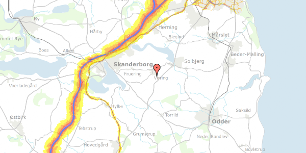 Trafikstøjkort på Hjorts Alle 12, 8660 Skanderborg