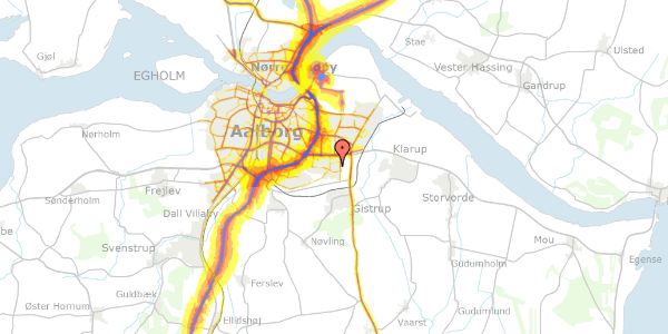 Trafikstøjkort på Niels Jernes Vej 12, 9220 Aalborg Øst