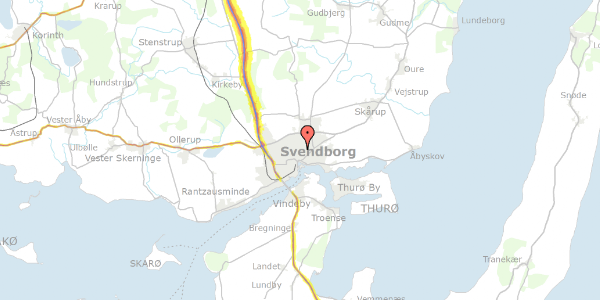 Trafikstøjkort på Tvedvej 14, 5700 Svendborg