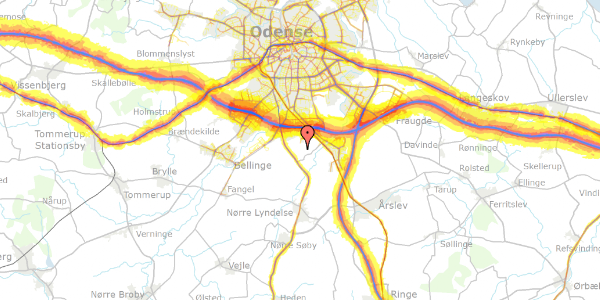 Trafikstøjkort på Ribjergvej 51, 5260 Odense S