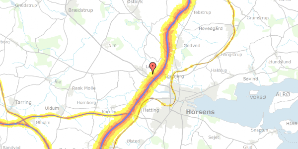 Trafikstøjkort på Provstlund Alle 53, 8700 Horsens