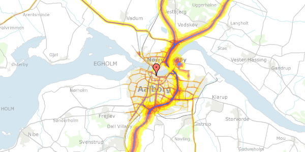 Trafikstøjkort på Adelgade 13, 9000 Aalborg