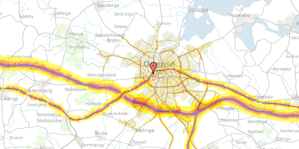 Trafikstøjkort på Guldrankevej 21, 5200 Odense V