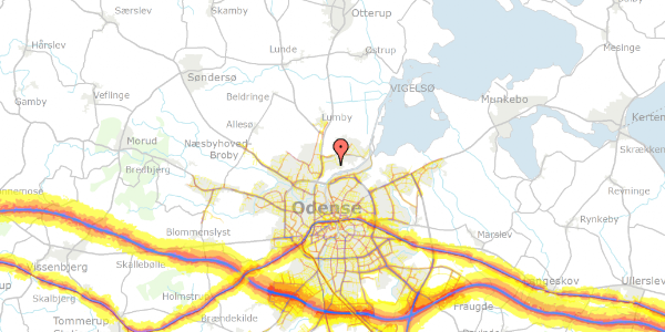 Trafikstøjkort på Munkemaen Havekoloni 50, 5270 Odense N