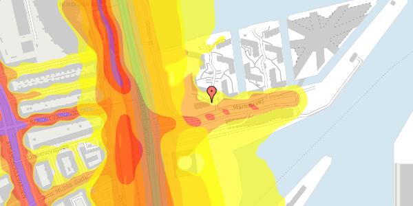 Trafikstøjkort på Marmorvej 7B, st. th, 2100 København Ø