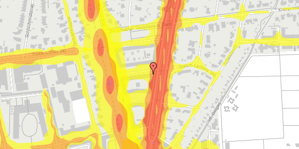 Trafikstøjkort på Joakim Larsens Vej 9B, 2000 Frederiksberg