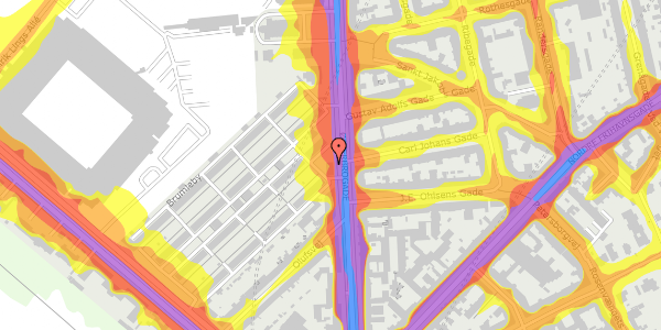 Trafikstøjkort på Østerbrogade 55B, 1. , 2100 København Ø