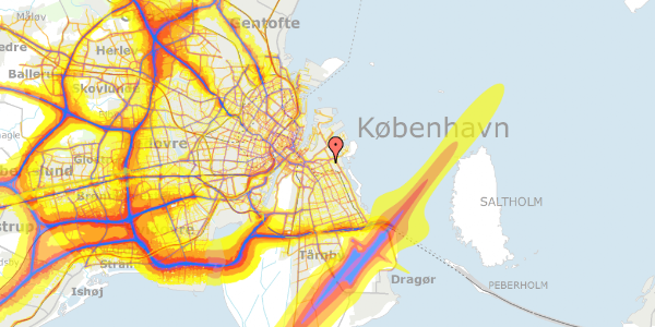 Trafikstøjkort på Holmbladsgade 122, 2300 København S