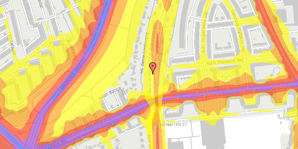 Trafikstøjkort på Hf. Zenia-Lindevang 10, 2000 Frederiksberg