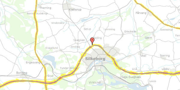 Trafikstøjkort på Bøgelyvej 62, 8600 Silkeborg