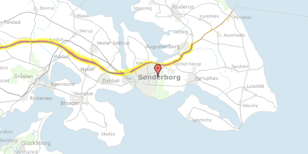 Trafikstøjkort på Nylandsvej 18, 6400 Sønderborg