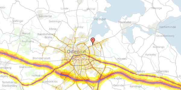 Trafikstøjkort på Martins Minde Havekoloni 139, 5240 Odense NØ