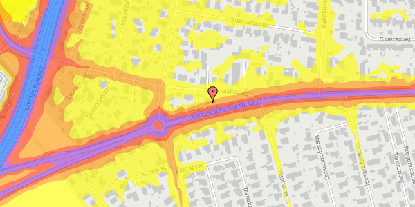 Trafikstøjkort på Vallensbæk Strandvej 286, 2665 Vallensbæk Strand