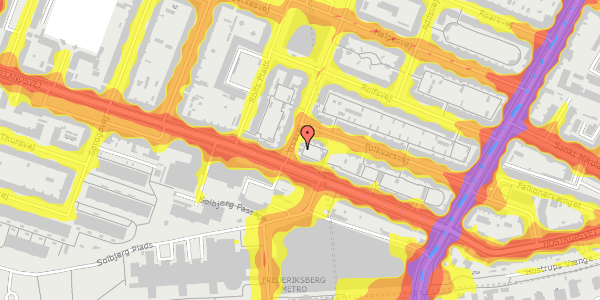 Trafikstøjkort på Yrsavej 2, 2000 Frederiksberg