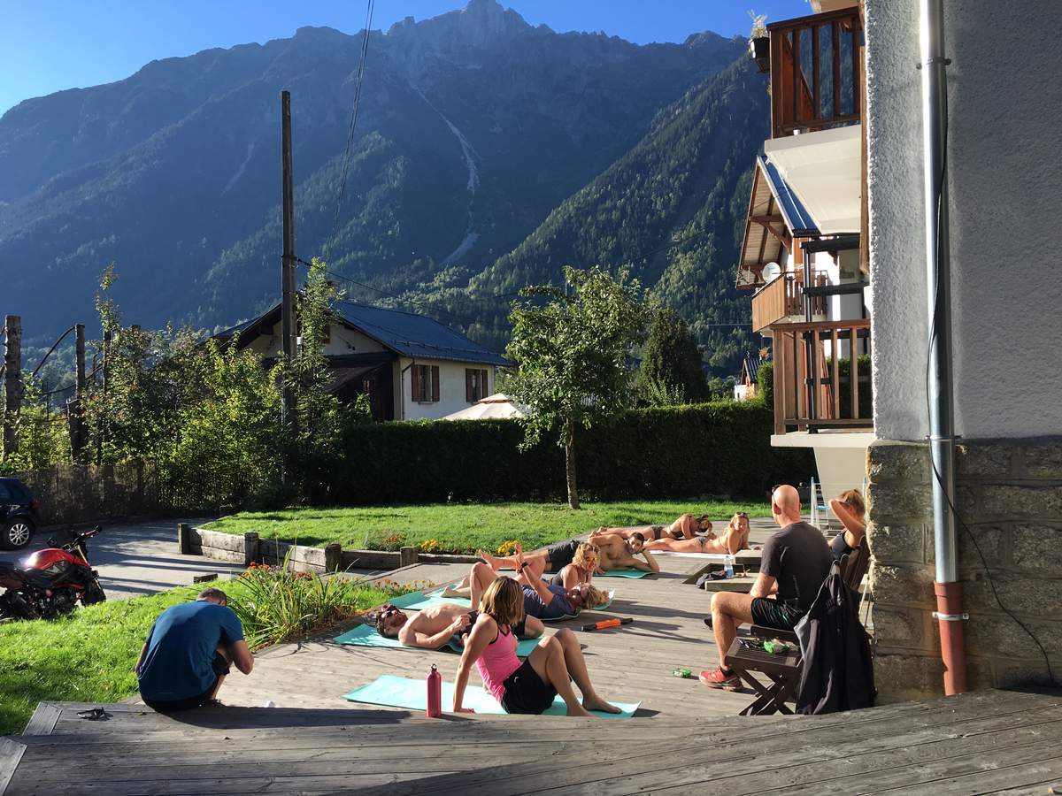 Yoga retreat, stretching after trail-run or... just a lie down