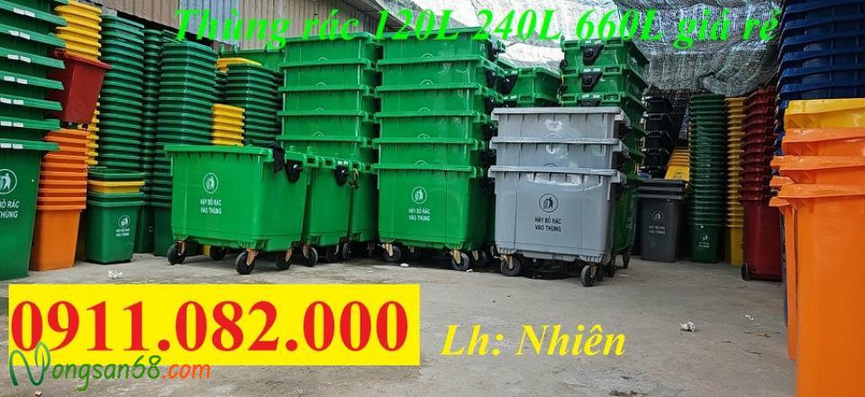 Thùng rác giá rẻ tại kiên giang- loại 120 lít 240 lít đựng rác sinh hoạt, y tế- lh 0911082000-1