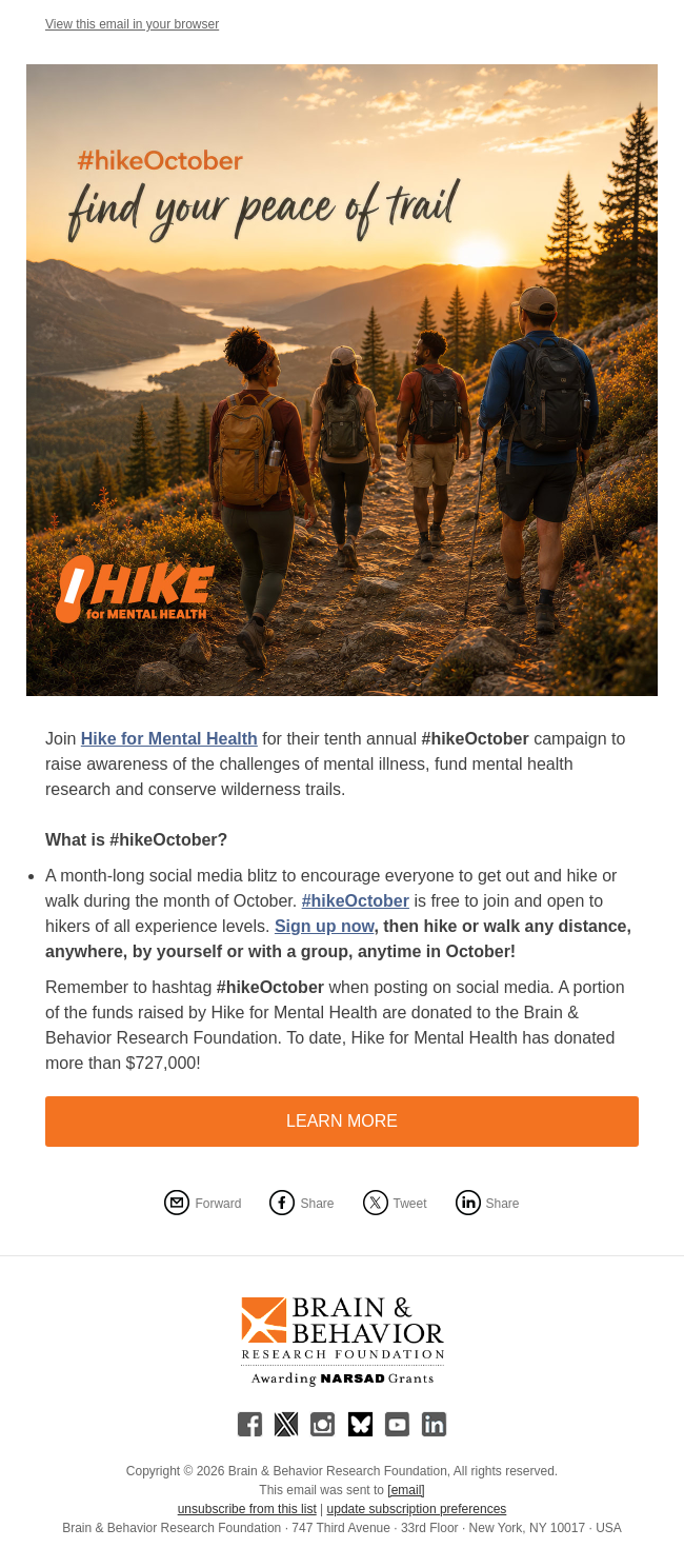 #hikeOctober for Mental Health Research