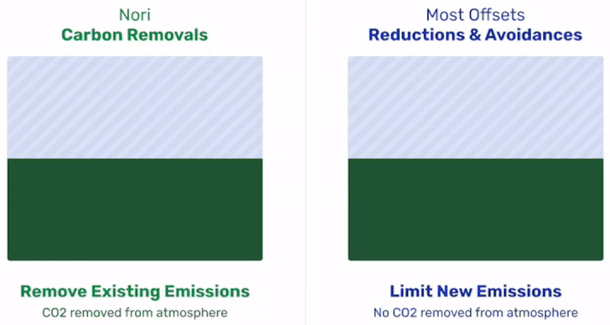 Carbon removals for businesses: carbon removals versus offsets gif