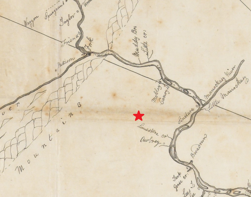 Portion of 1737 Map of the Potomac River by Robert Brooke, Star Indicates Present-Day Location of Waterford, VA, Courtesy Library of Congress