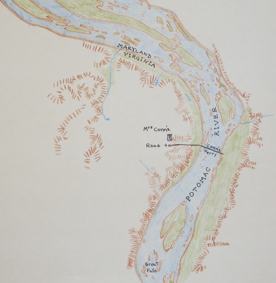 Sketch Showing the Location of Conn's Ferry Based on Recent USGS Maps and Historical Surveys.