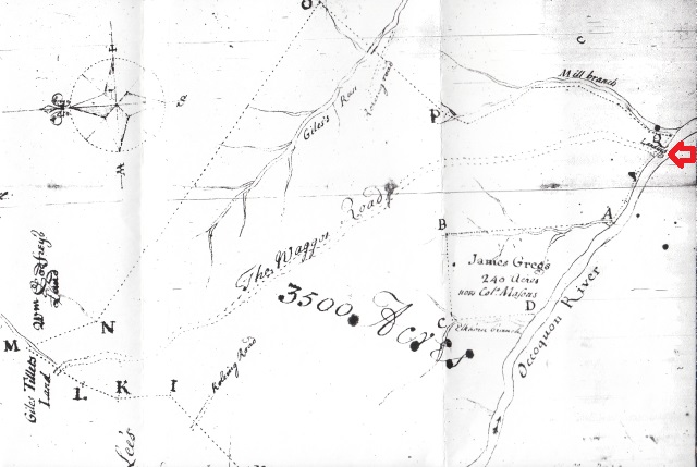 Wagon Road Leading to the Copper Mine Landing on Occoquan — Northern Neck Land Grant C:39, Courtesy Library of Virginia