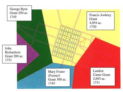 Original Land Grants at Future Site of Leesburg — Drawn by Debbie Robison