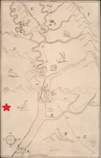 Franz Louis Michel Map, Courtesy Library of Congress, Star depicts general location of present-day Waterford