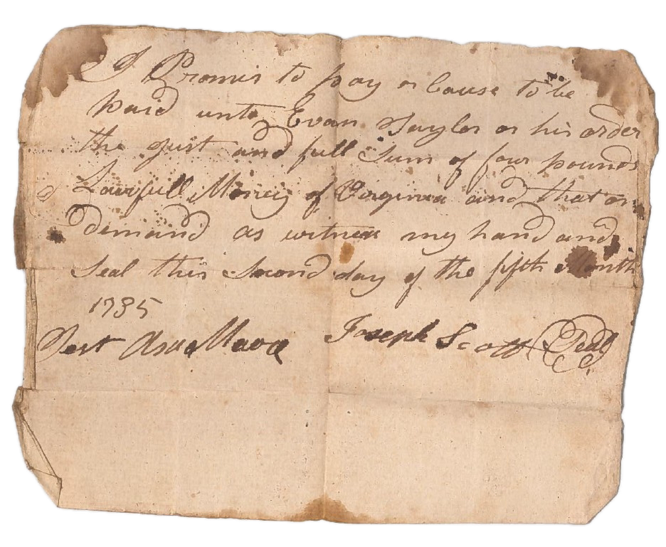 Joseph Scott Note to Evan Taylor