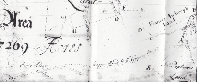 Wagon Road (now known as Ox Road) Leading to Horsepen Run — Northern Neck Land Grant C:37, Courtesy Library of Virginia