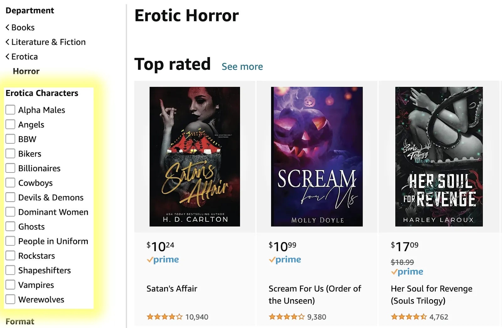 List of subgenres in the erotic horror genre