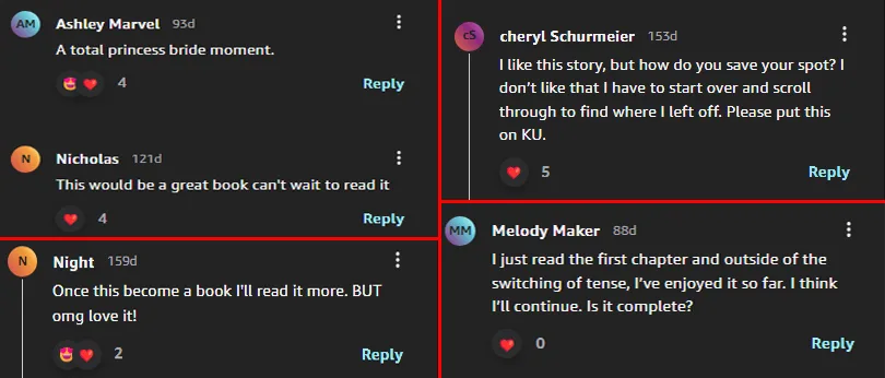 comments on Kindle Vella stories