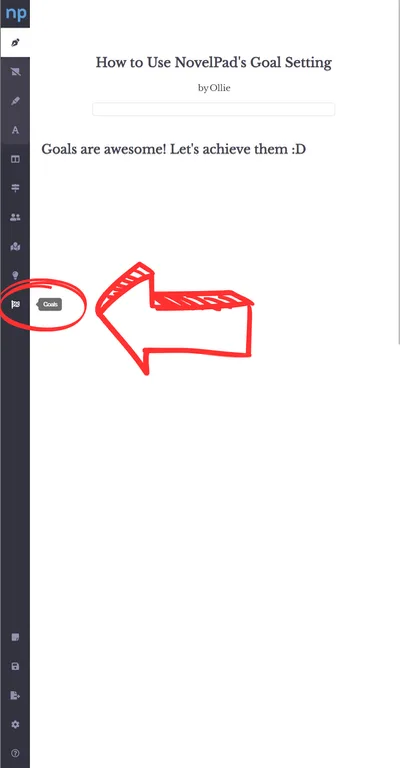  novelpad goals page