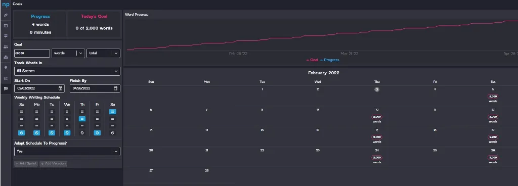  novelpad goal graph