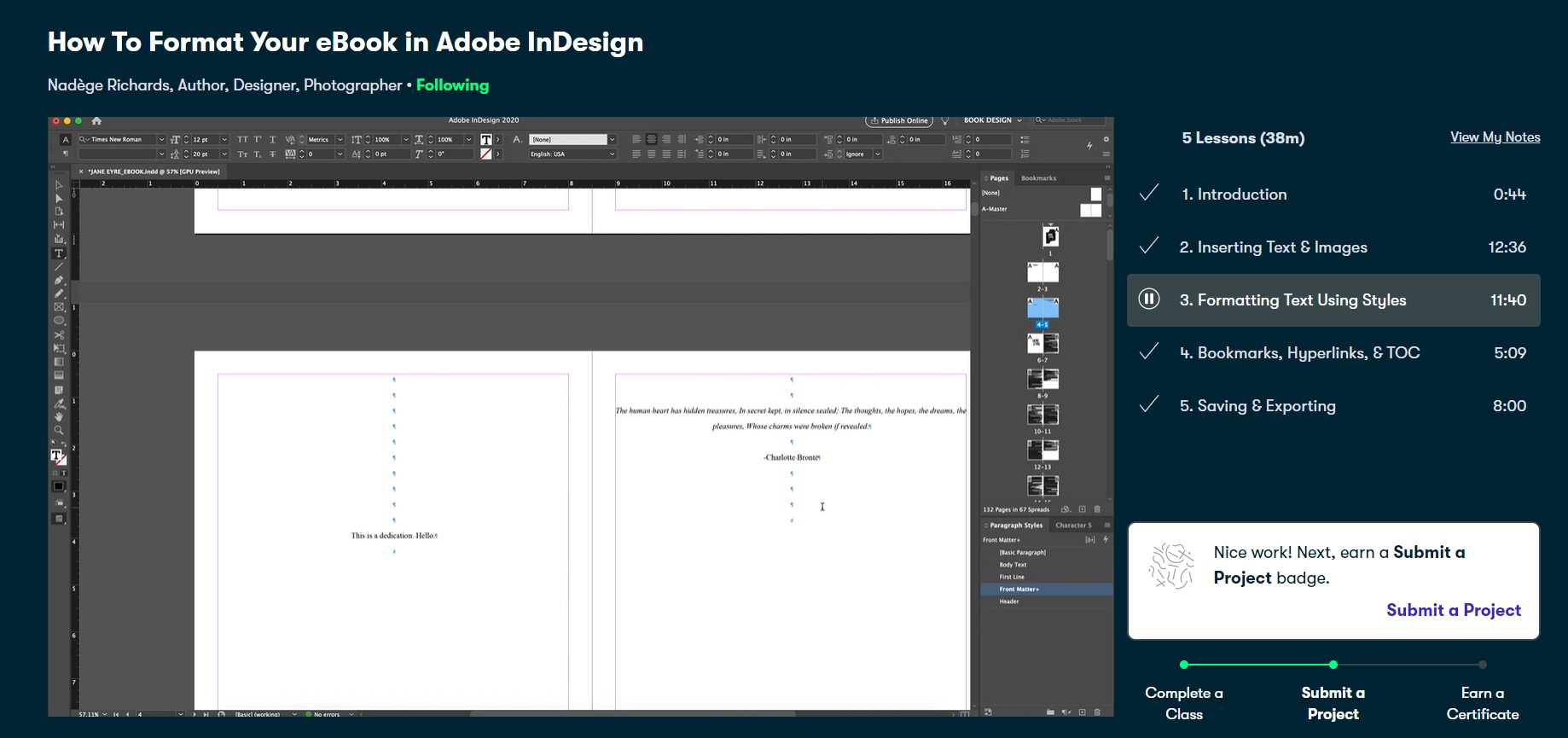 how to format your ebook in adobe indesign nadege richards skillshare class